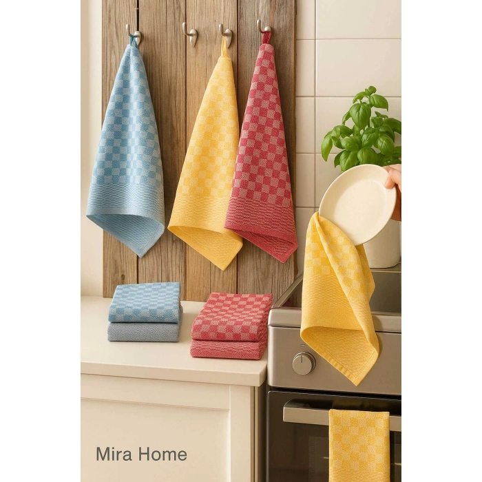 6lı Mutfak Kurulama Bezi 45x65 cm Pötikare Desen