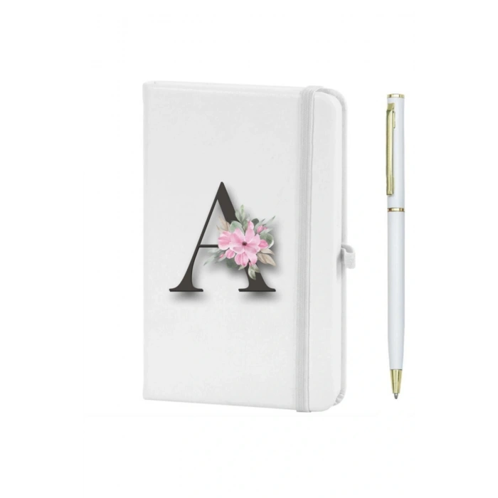 A Harfi Çiçek Desen Baskılı Defter
