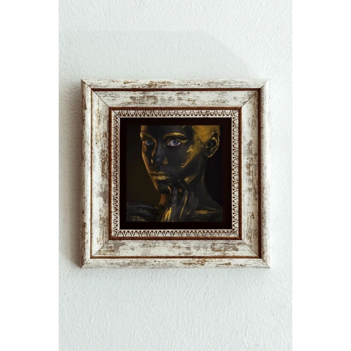 Afrikalı Kadın Çerçeveli Taş Tablo , Çerçeveli Taş Duvar Dekoru-enkcrcvtbl-00162 20 cm