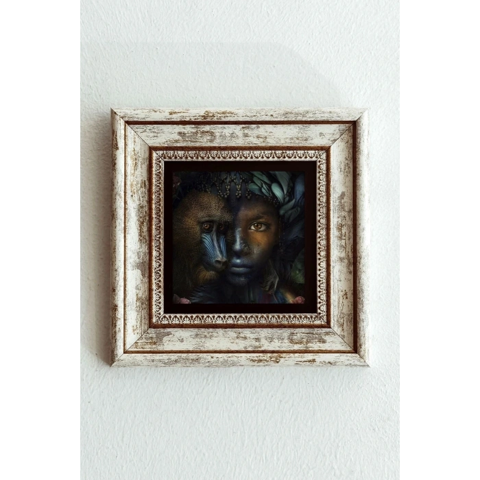 Afrikalı Kadın Çerçeveli Taş Tablo , Çerçeveli Taş Duvar Dekoru-enkcrcvtbl-00192 20 cm