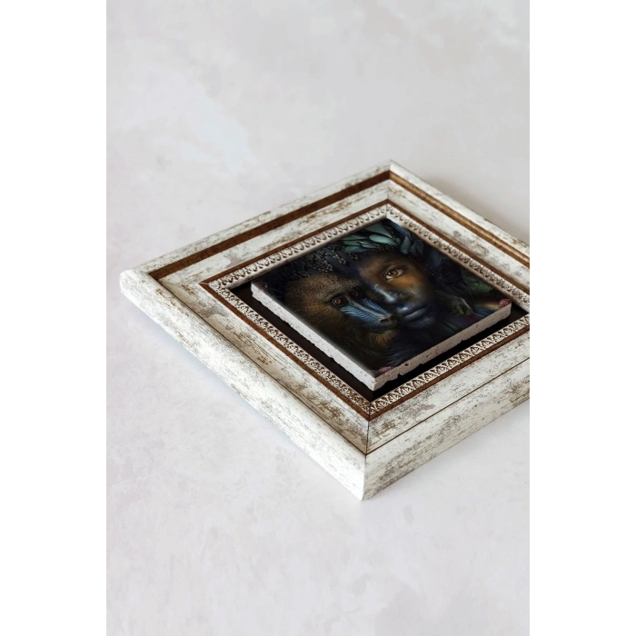 Afrikalı Kadın Çerçeveli Taş Tablo , Çerçeveli Taş Duvar Dekoru-enkcrcvtbl-00192 20 cm