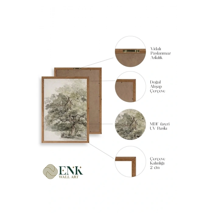 Ağaç Ahşap Çerçeveli Tablo 30 x 42