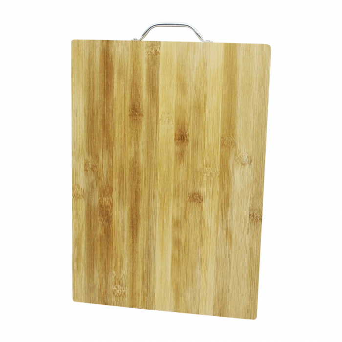 WOODEN BAMBOO CUTTING BOARD WITH METAL HANDLE 26X36X1.7CM (5365)
