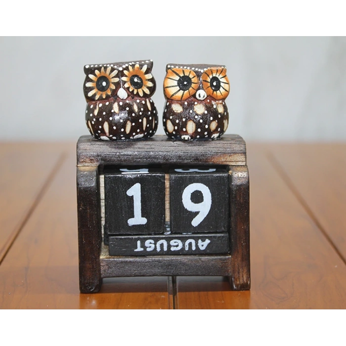 Wooden Owl Calendar Small Size