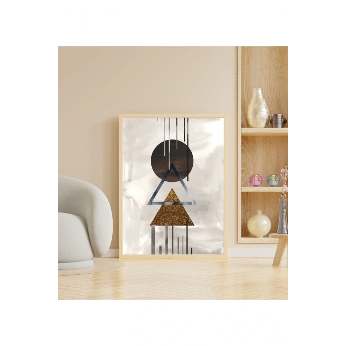 Ahşap Desenli Dekoratif Çerçeveli Tablo - Naturel 50 x 70