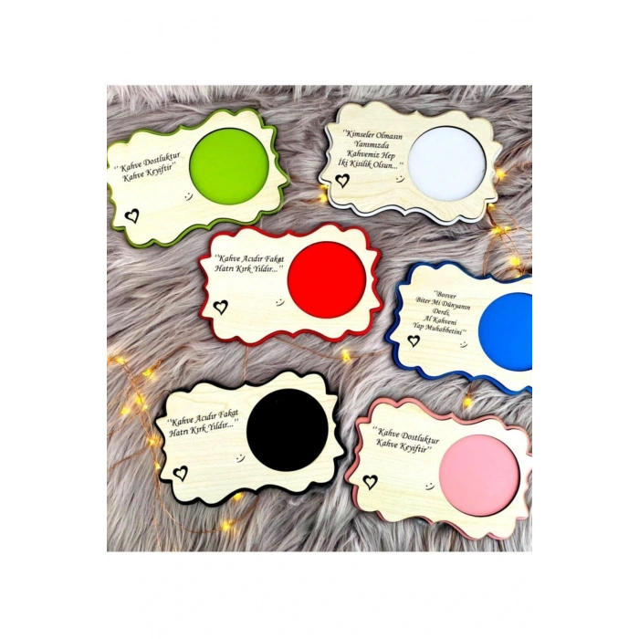 Ahşap Fincan Altlığı 6lı Kahve Altı