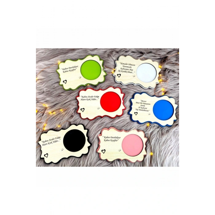 Ahşap Fincan Altlığı 6lı Kahve Altı