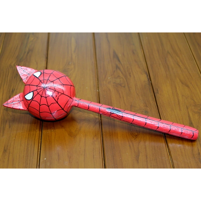 Wooden Cat Spiderman Maraca Single