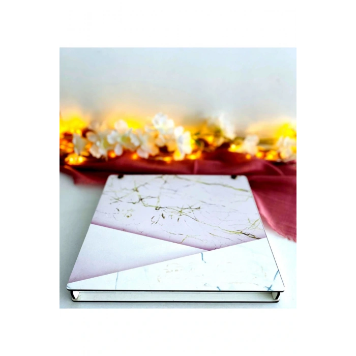 Ahşap Kutulu Ahşap Defter Kalem Seti - Pembe2