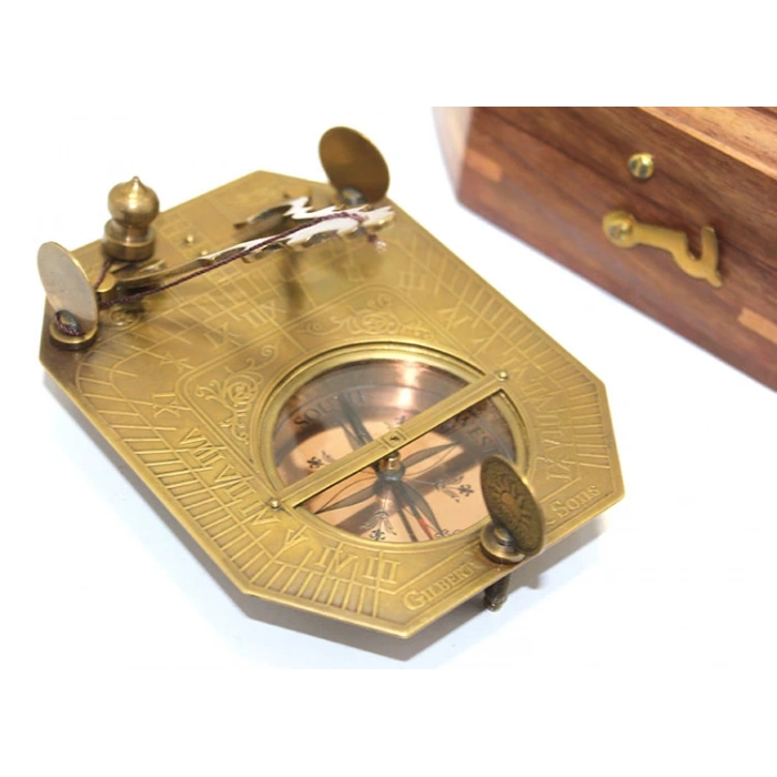 Wooden Boxed Brass Compass Model 6