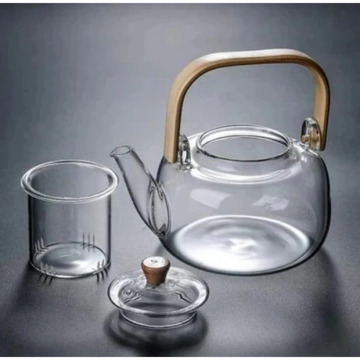 Деревянный чайник с фильтром из стекла