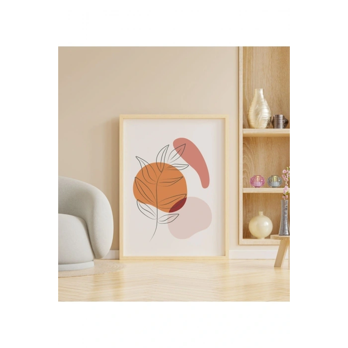 Ahşap Soyut Dekoratif Çerçeveli Tablo - Trnc 50 x 70