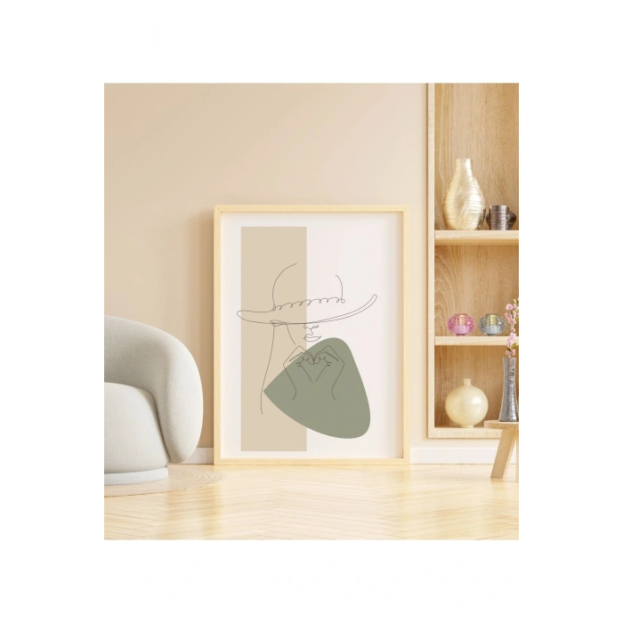 Ahşap Soyut Dekoratif Çerçeveli Tablo - Yesl 50 x 70