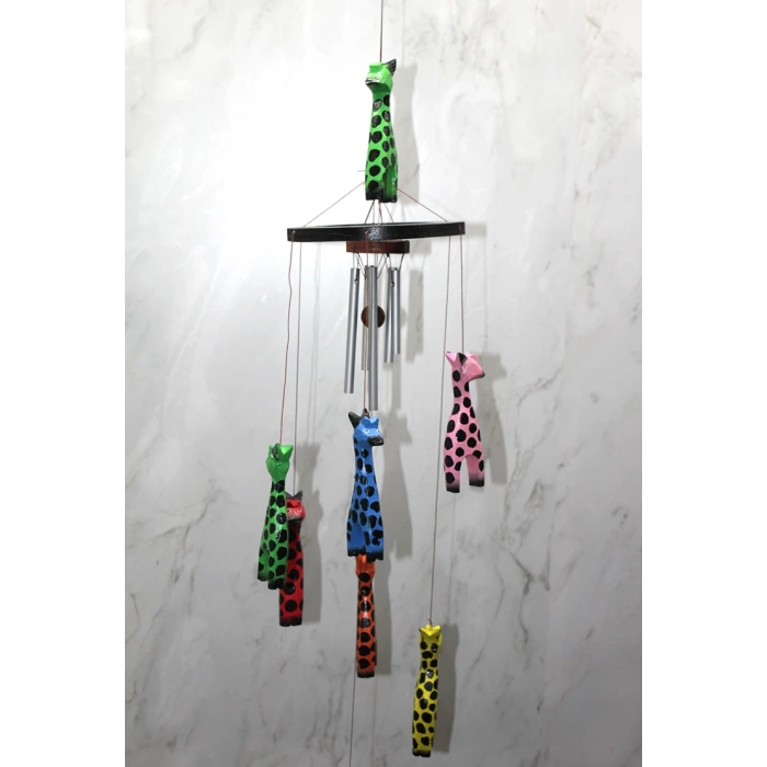 Ahşap Zürafalı Rüzgar Çanı