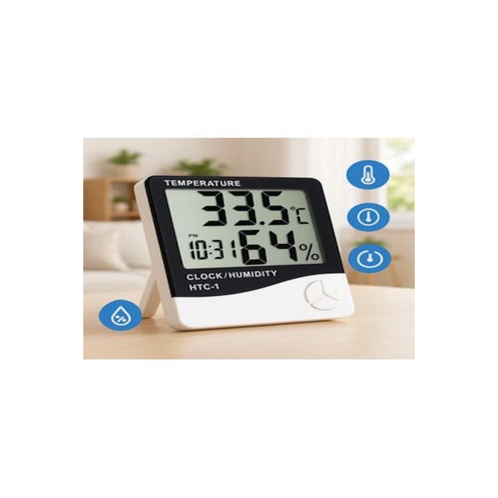 Akıllı Dijital Nem Sıcaklık Ölçer Termometre Masa Saati Fonksiyonel Ev Oda Ortam Dijital Sensörlü