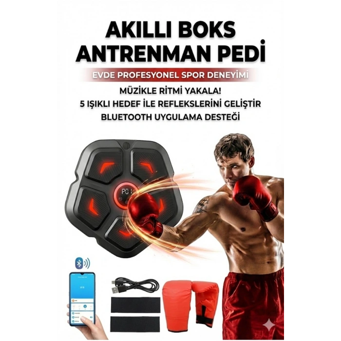Akıllı Duvar Boks Hedefi: Bluetooth Müzikli, Işıklı Refleks ve Stres Atma