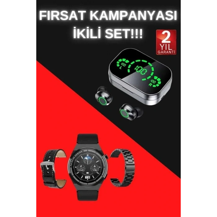 Akıllı Saat Ve Bluetooth Kulaklık Seti Uzun Pil Ömrü