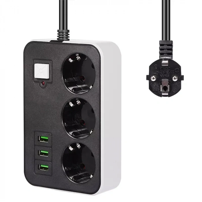 Akım Korumalı 3lü Priz 1.8 M Usb Girişli