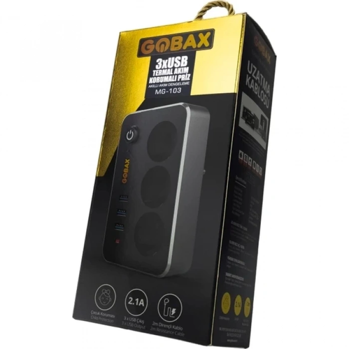 Akım Korumalı Akıllı Priz,termal Akım Korumalı 3x Ledli Usb, 3x Priz 2 M Uzatmalı Çocuk Korumalı (5365)