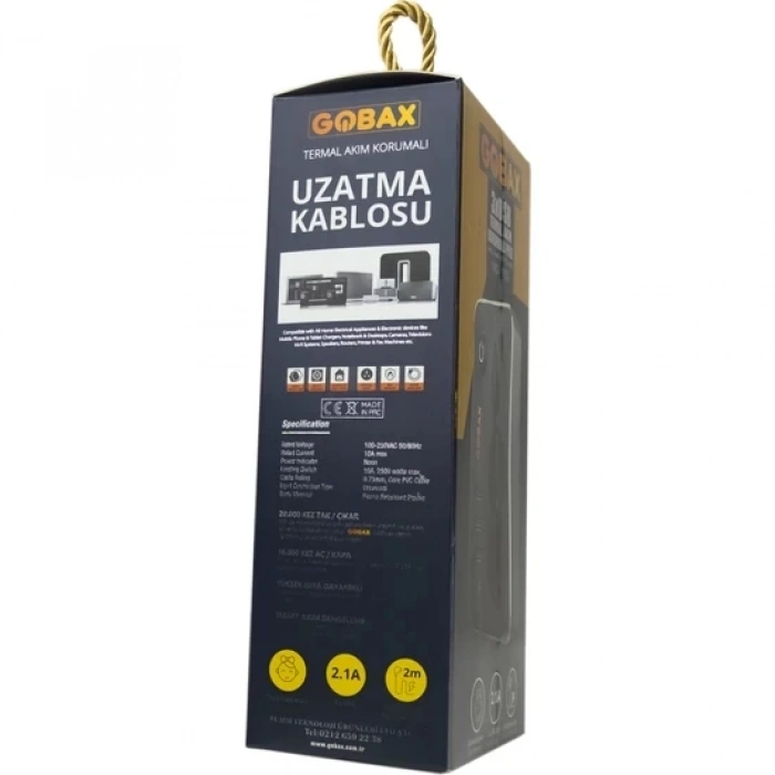 Akım Korumalı Akıllı Priz,termal Akım Korumalı 3x Ledli Usb, 3x Priz 2 M Uzatmalı Çocuk Korumalı (5365)