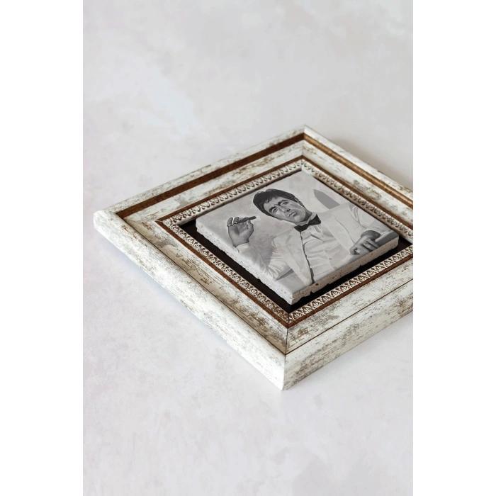 Al Pacino Çerçeveli Taş Tablo , Çerçeveli Taş Duvar Dekoru-enkcrcvtbl-00110 20 cm