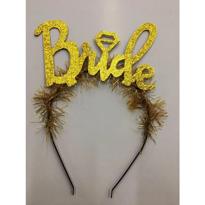 Gold Color Bachelor Party Farewell Italic Text Alliance Bride Crown