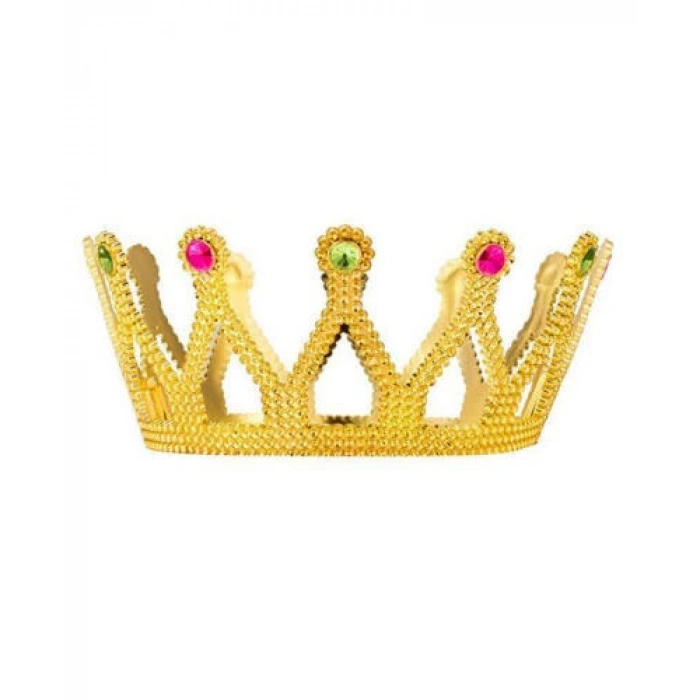 Altın Renk Çocuk ve Yetişkin Uyumlu Kraliçe Tacı Prenses Tacı 8X25 cm (5365)