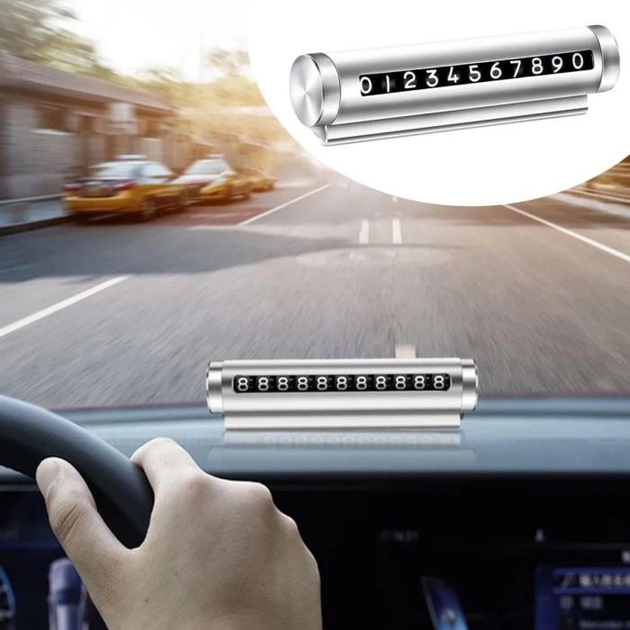 Alüminyum Kasa Gri Renk Çevirmeli Araç Içi Telefon Numaratörü Park Oto Numaratörü (5365)