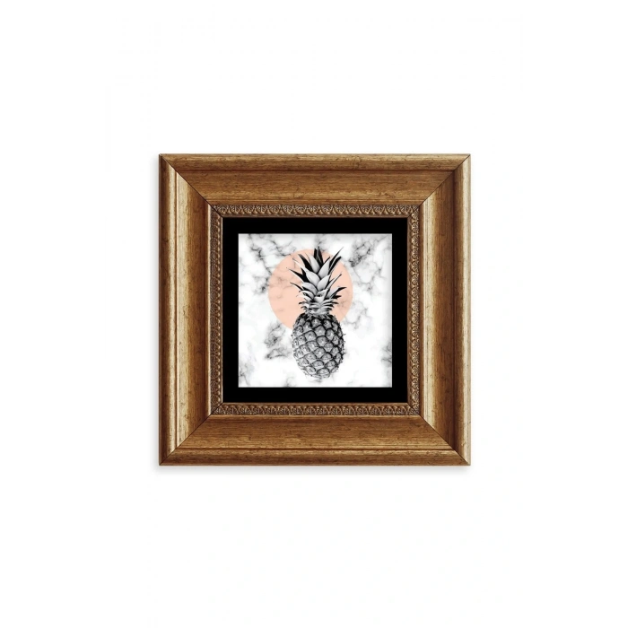 Ananas Çerçeveli Taş Tablo 20 cm