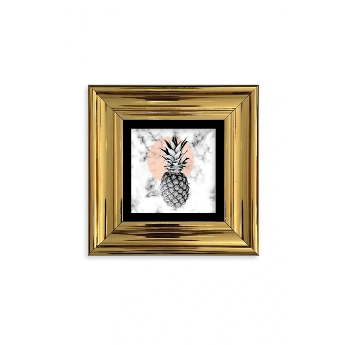Ananas Çerçeveli Taş Tablo 20 cm