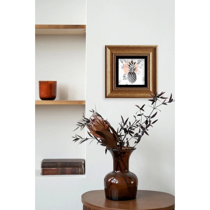 Ananas Çerçeveli Taş Tablo 20 cm