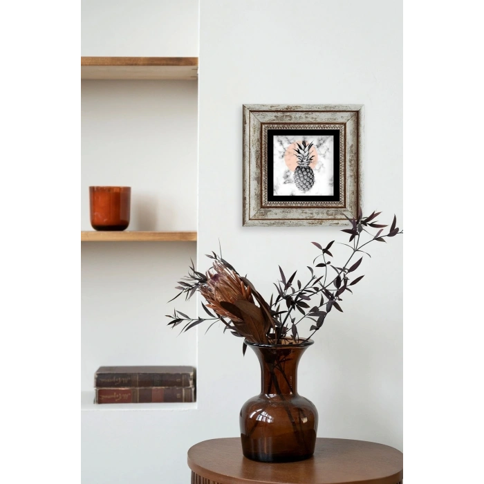 Ananas Çerçeveli Taş Tablo 20 cm