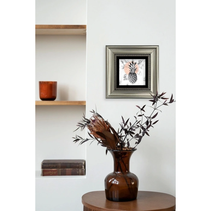 Ananas Çerçeveli Taş Tablo 20 cm