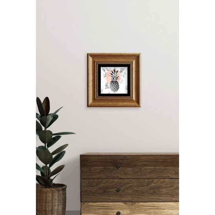 Ananas Çerçeveli Taş Tablo 20 cm