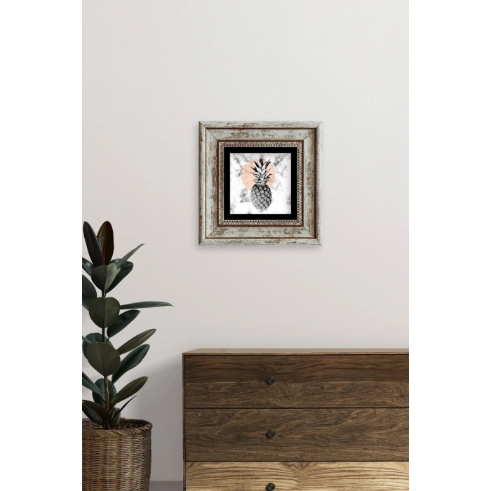 Ananas Çerçeveli Taş Tablo 20 cm