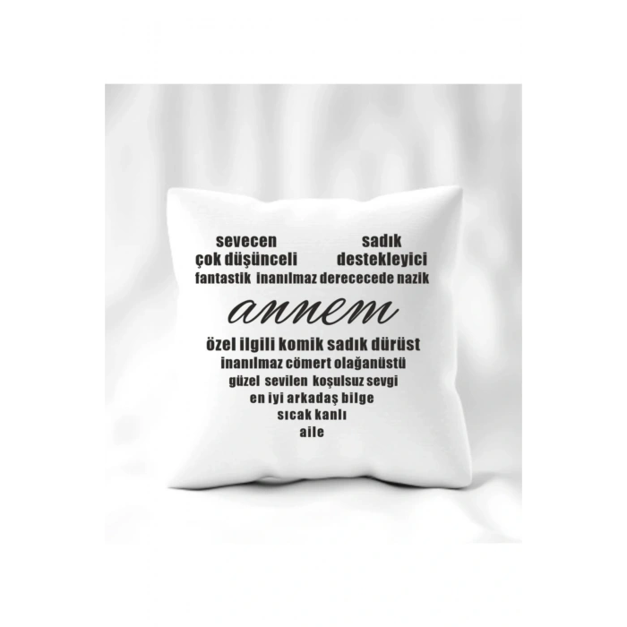 Anneler Günü Kalp Desen Anneye Iltifat Yastık 40 x 40
