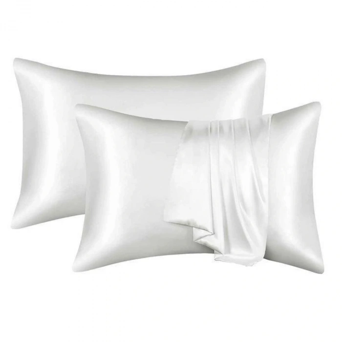 Antibakteriyel Terletmeyen İpek Saten Yastık Kılıfı 2li 50x70 Beyaz