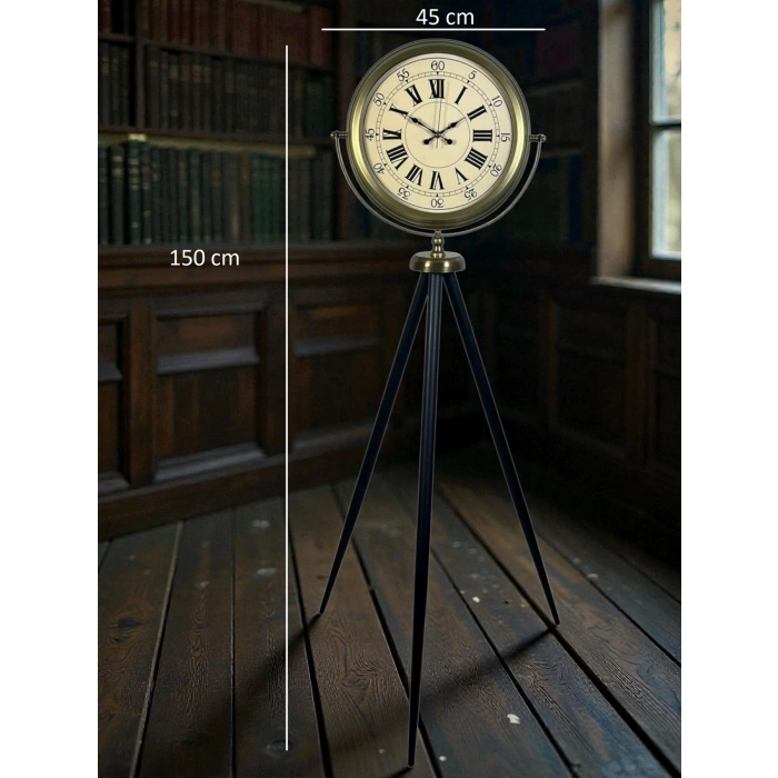 Antik Görünümlü Eskitme Tripod Ayaklı Saat