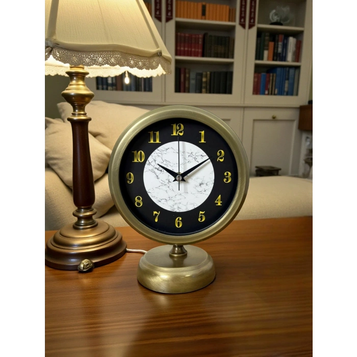 Antique Aura 25 x 20 Cm Eskitme Metal Masa Saati