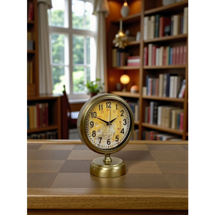 Antique Touch 25x20 Distressed Metal Table Clock