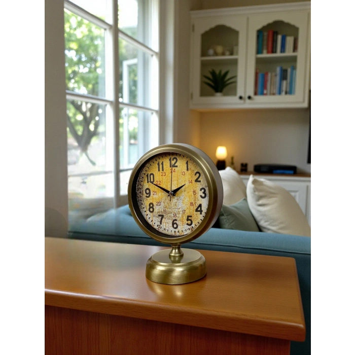 Antique Touch 25x20 Distressed Metal Table Clock