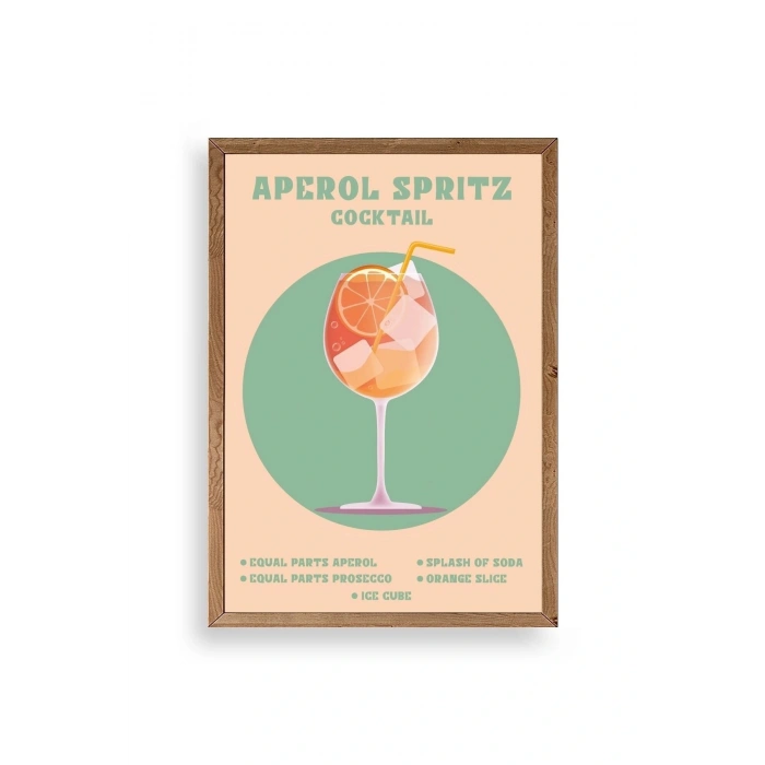 Aperol Spritz Ahşap Çerçeveli Tablo 17 x 23