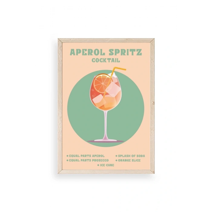 Aperol Spritz Ahşap Çerçeveli Tablo 23 x 30