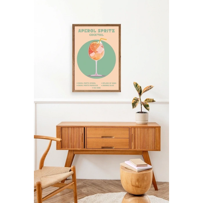Aperol Spritz Ahşap Çerçeveli Tablo 23 x 30