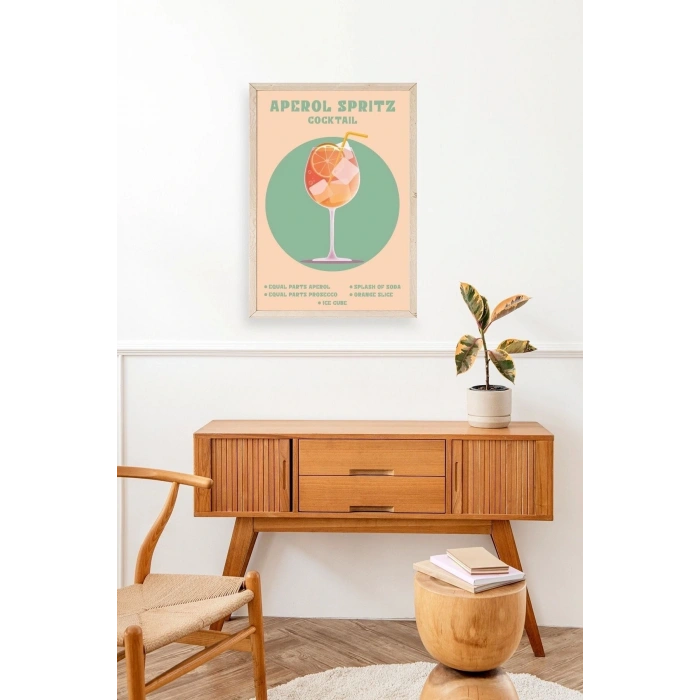 Aperol Spritz Ahşap Çerçeveli Tablo 30 x 42