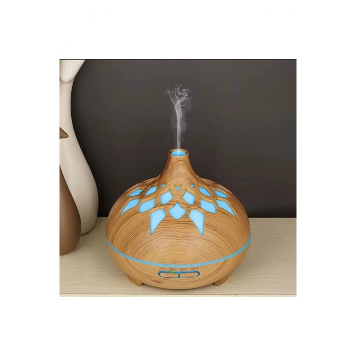 Aroma Difüzör Gece Işığı 7 Led DESENLİ Nemlendirici Kumandalı Buhar Makinesi 550 ml