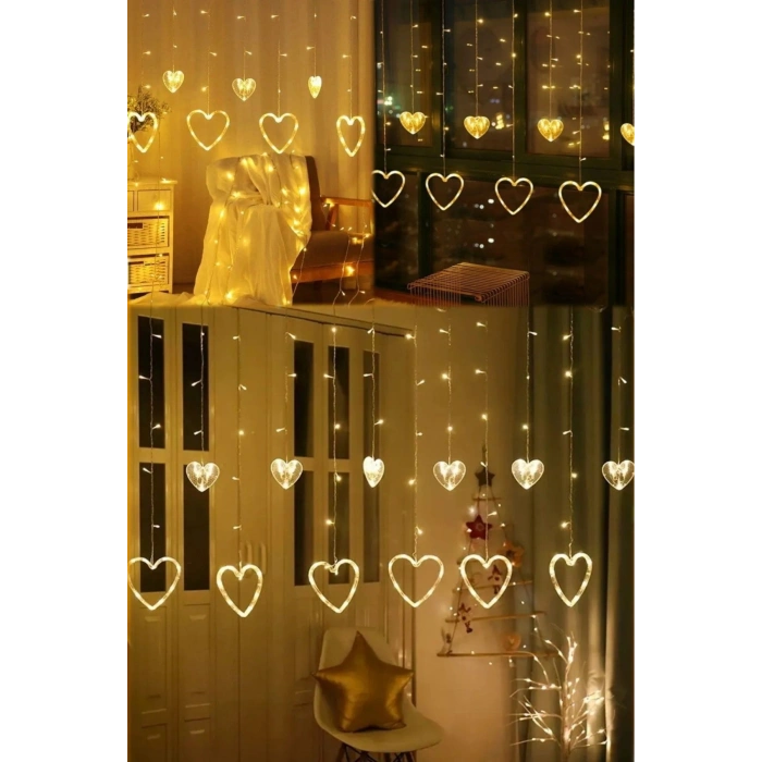 Asılabilir Sarkım Ledli Kalpli Modlu Dekoratif Ev Oda Bahçe Aydınlatma Sarkıtma Ledi