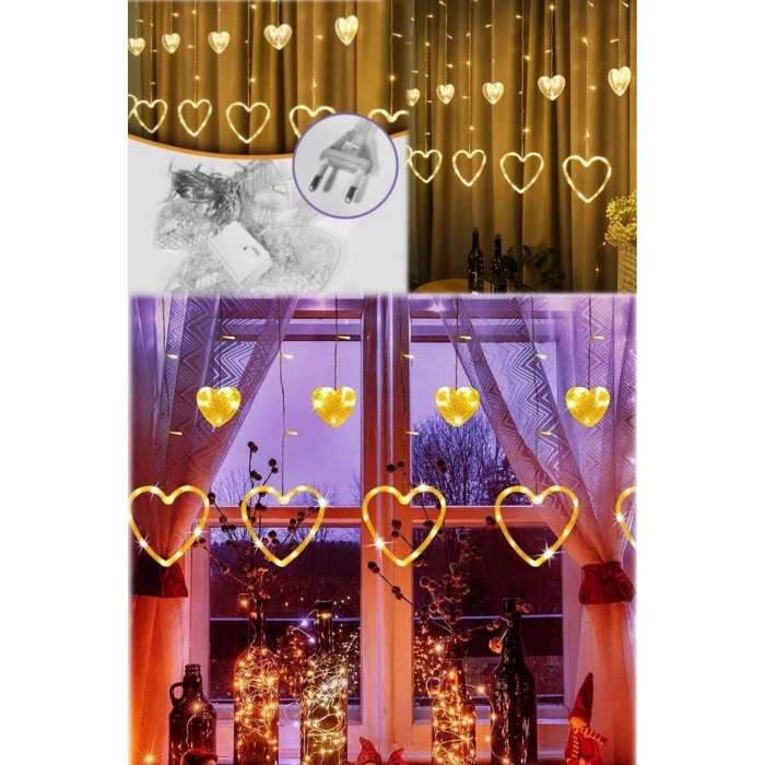 Asılabilir Sarkım Ledli Kalpli Modlu Dekoratif Ev Oda Bahçe Aydınlatma Sarkıtma Ledi