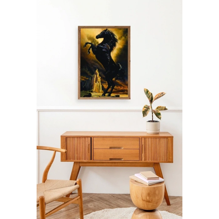 At Ahşap Çerçeveli Tablo 30 x 42