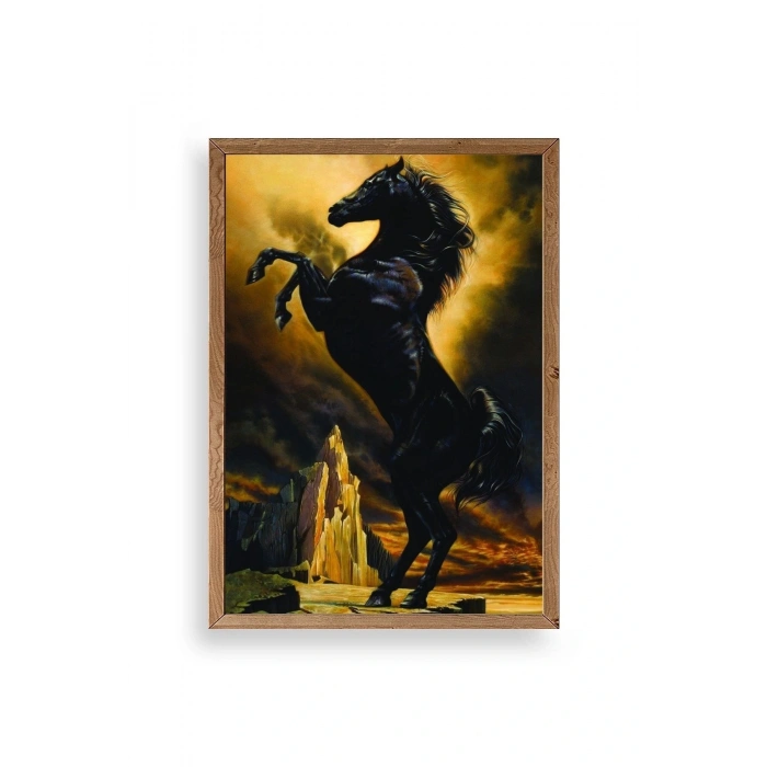 At Ahşap Çerçeveli Tablo 50 x 70